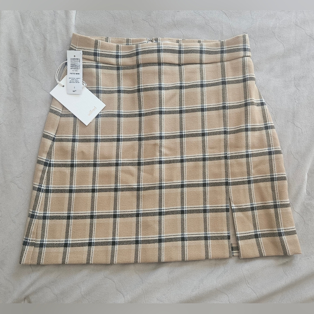 Wilfred Checkered Mini Skirt in Tan and Black - Picture 4 of 6